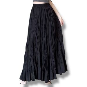 Tiered Flowing Maxi Skirt Black